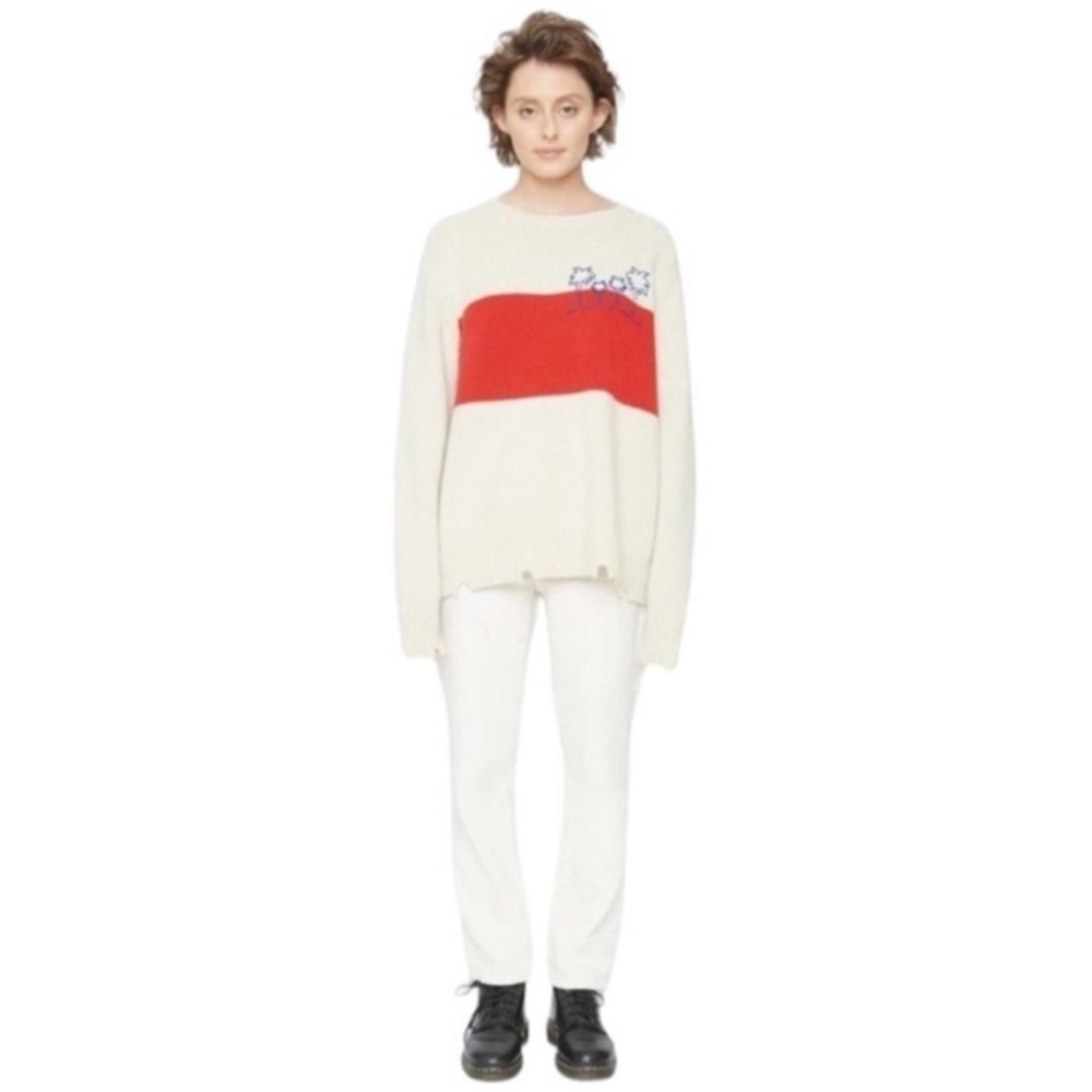 Sandrine Rose x Free People cashmere blend Palm tree distressed sweater